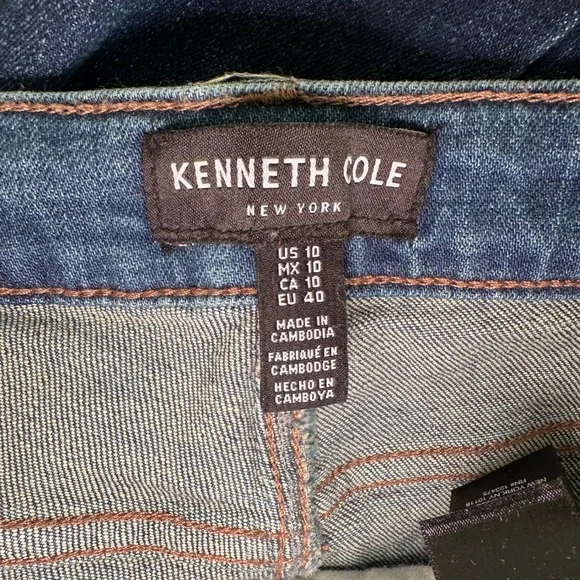 Kenneth Cole NY Jeans US 10 Button Fly High Rise Distressed Hem Cropped‎ Denim - Picture 8 of 9